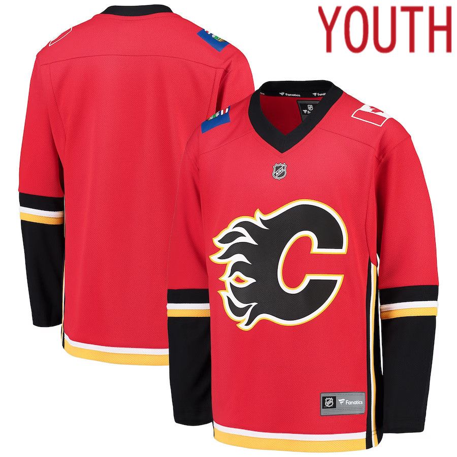 Youth Calgary Flames Fanatics Branded Red Black Alternate Replica Blank NHL Jersey